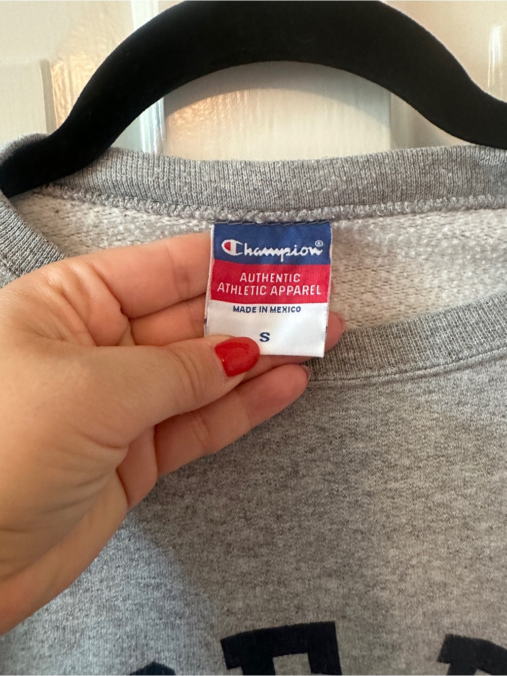 Champion Gray Notre Dame Crewneck Sweatshirt with Navy Print - Picture 3 of 4